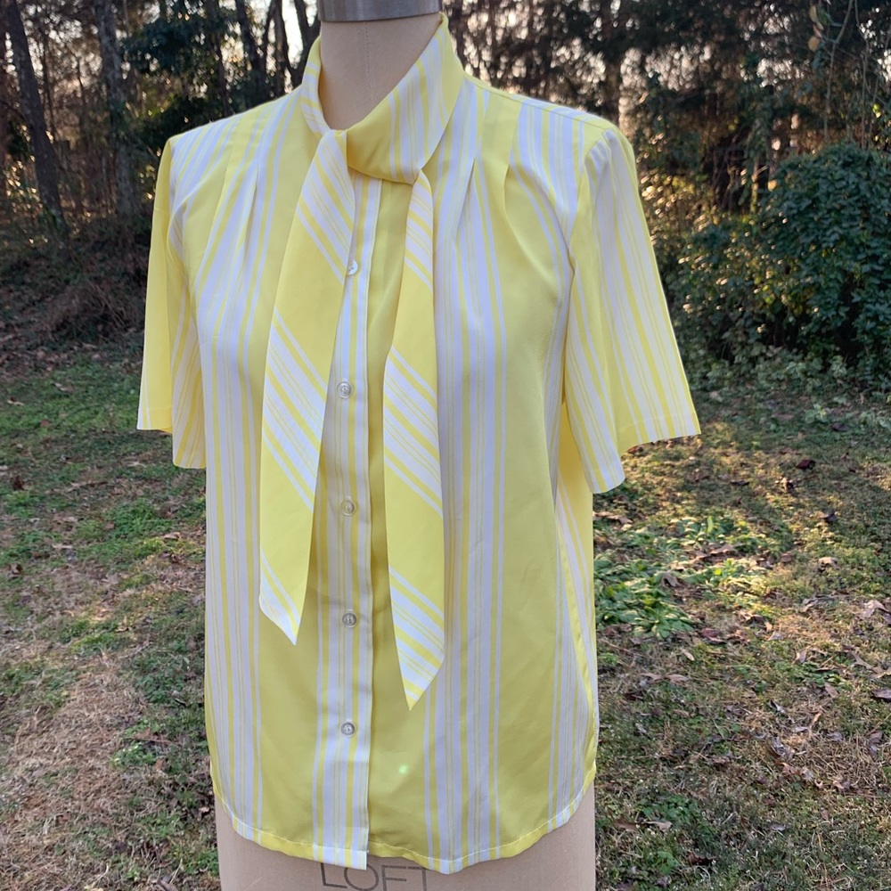 Vintage Stripe Blouse with Neck Bow - Picture 2 of 13